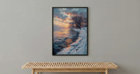 Delaware River Poster, Winter Americana Decor - Historic Landscape Art