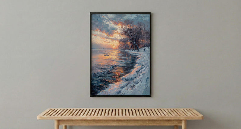 Delaware River Poster, Winter Americana Decor - Historic Landscape Art