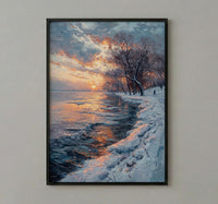 Delaware River Poster, Winter Americana Decor - Historic Landscape Art