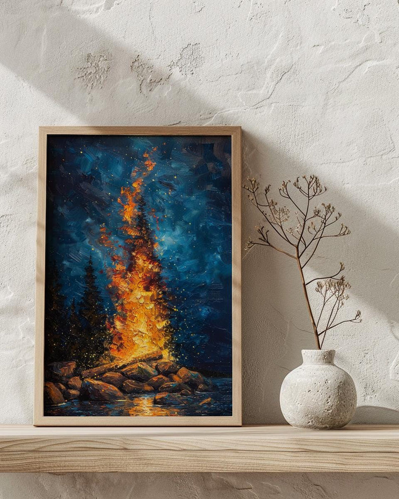 Signal Fire Wall Art, New England Landscape Decor - Historic Americana Print