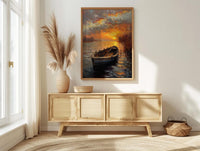 Hudson River Wall Art, Colonial Boat Decor - Misty Historical Landscape