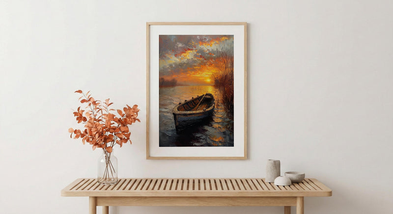 Hudson River Wall Art, Colonial Boat Decor - Misty Historical Landscape
