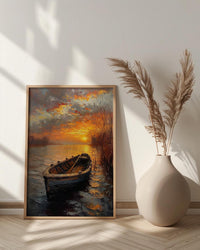 Hudson River Wall Art, Colonial Boat Decor - Misty Historical Landscape