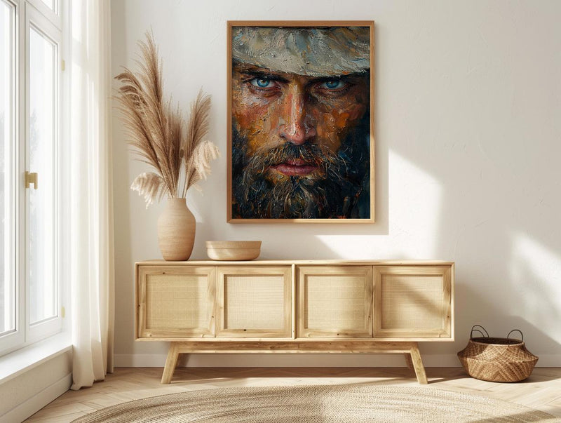 Colonial Scout Portrait Wall Art, Historic Americana Decor - Rugged Pioneer Print
