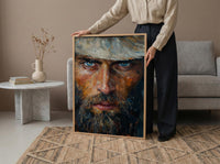 Colonial Scout Portrait Wall Art, Historic Americana Decor - Rugged Pioneer Print