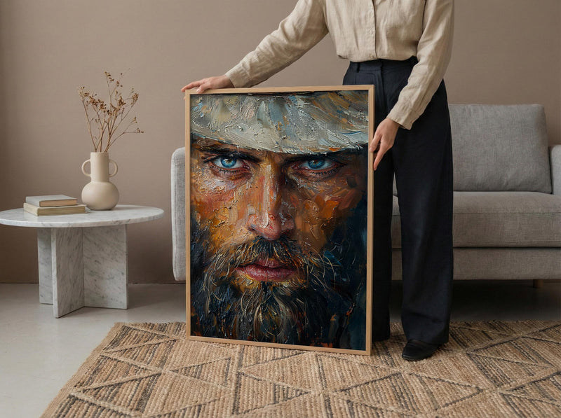 Colonial Scout Portrait Wall Art, Historic Americana Decor - Rugged Pioneer Print