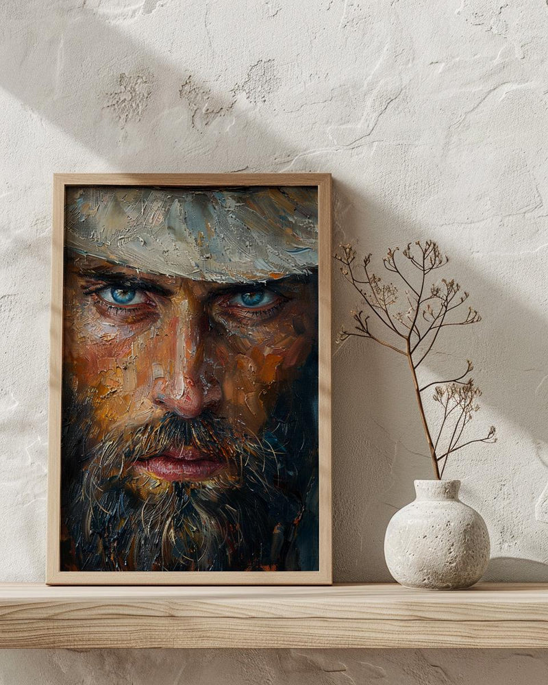 Colonial Scout Portrait Wall Art, Historic Americana Decor - Rugged Pioneer Print