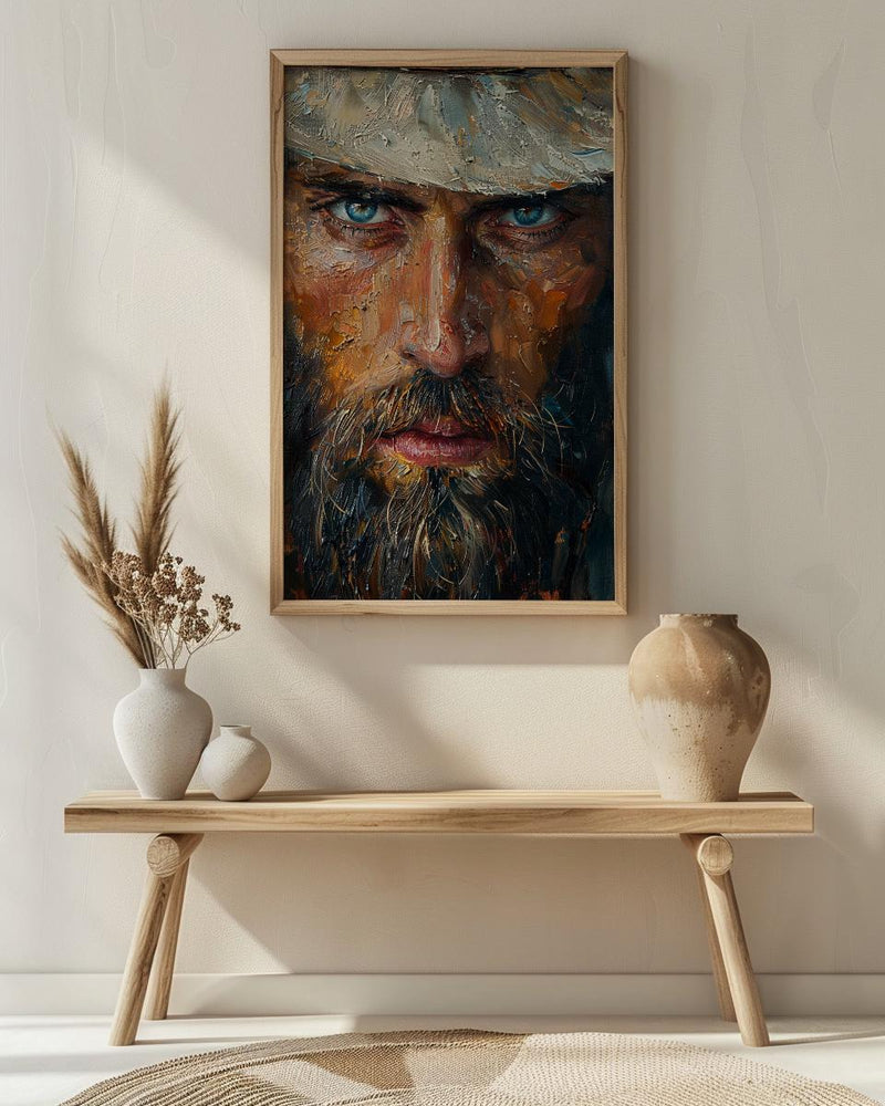 Colonial Scout Portrait Wall Art, Historic Americana Decor - Rugged Pioneer Print