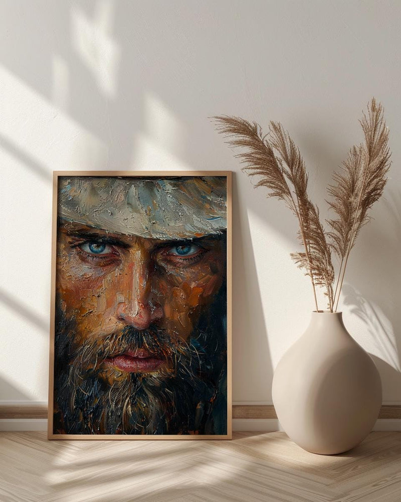 Colonial Scout Portrait Wall Art, Historic Americana Decor - Rugged Pioneer Print
