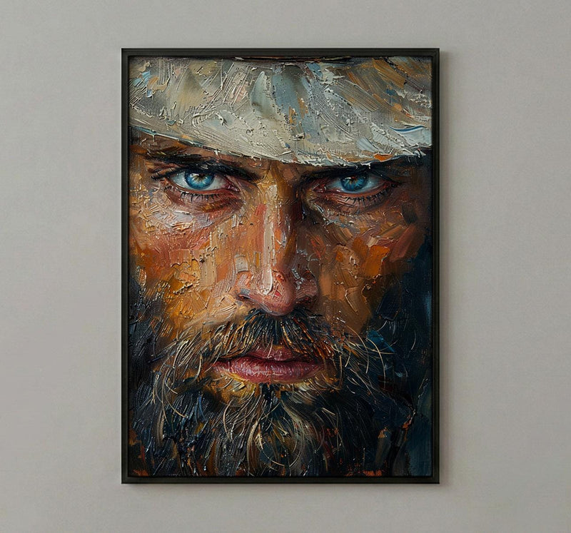Colonial Scout Portrait Wall Art, Historic Americana Decor - Rugged Pioneer Print