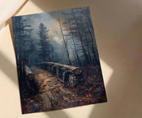 Historic Bridge Poster, New England Landscape Wall Decor - Desolate Americana Art