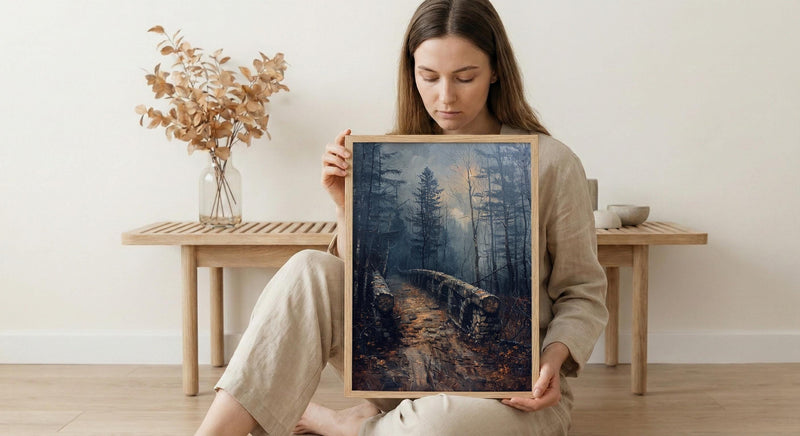 Historic Bridge Poster, New England Landscape Wall Decor - Desolate Americana Art