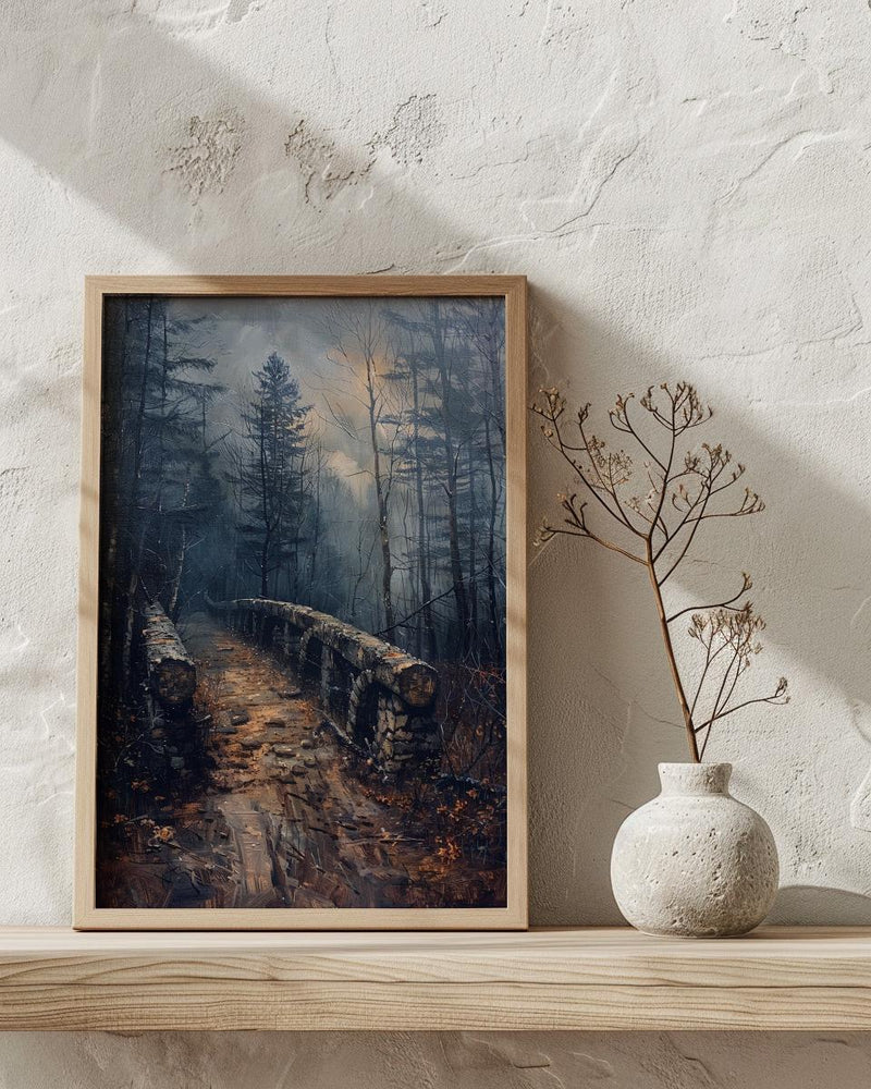 Historic Bridge Poster, New England Landscape Wall Decor - Desolate Americana Art