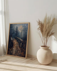 Historic Bridge Poster, New England Landscape Wall Decor - Desolate Americana Art