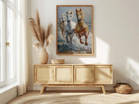 Wild Coastal Horses Poster, New England Beach Decor - Freedom Landscape Art