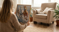 Wild Coastal Horses Poster, New England Beach Decor - Freedom Landscape Art