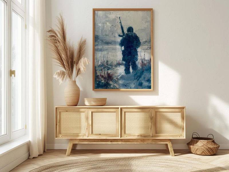 Valley Forge Soldier Wall Art, Historic Americana Decor - Winter Revolution Print
