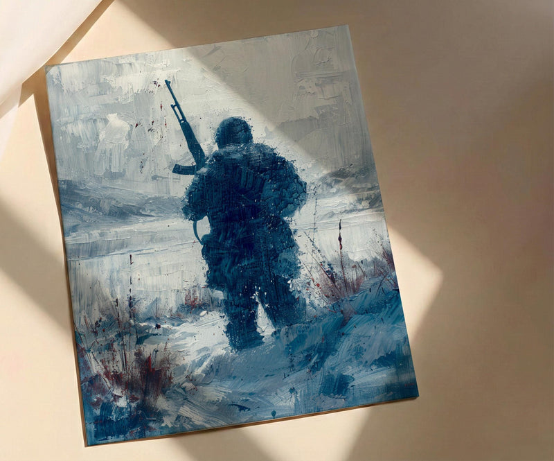 Valley Forge Soldier Wall Art, Historic Americana Decor - Winter Revolution Print
