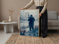 Valley Forge Soldier Wall Art, Historic Americana Decor - Winter Revolution Print