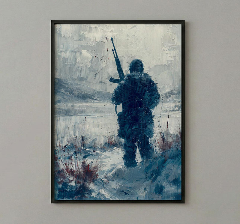 Valley Forge Soldier Wall Art, Historic Americana Decor - Winter Revolution Print