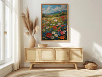 Patriotic Wildflower Art Print, Americana Meadow Decor - Spring Landscape Poster