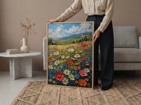 Patriotic Wildflower Art Print, Americana Meadow Decor - Spring Landscape Poster