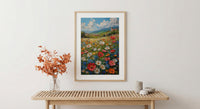 Patriotic Wildflower Art Print, Americana Meadow Decor - Spring Landscape Poster