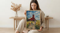 Americana Farm Family Wall Art, Joyful Patriotic Decor - Summer Country Print