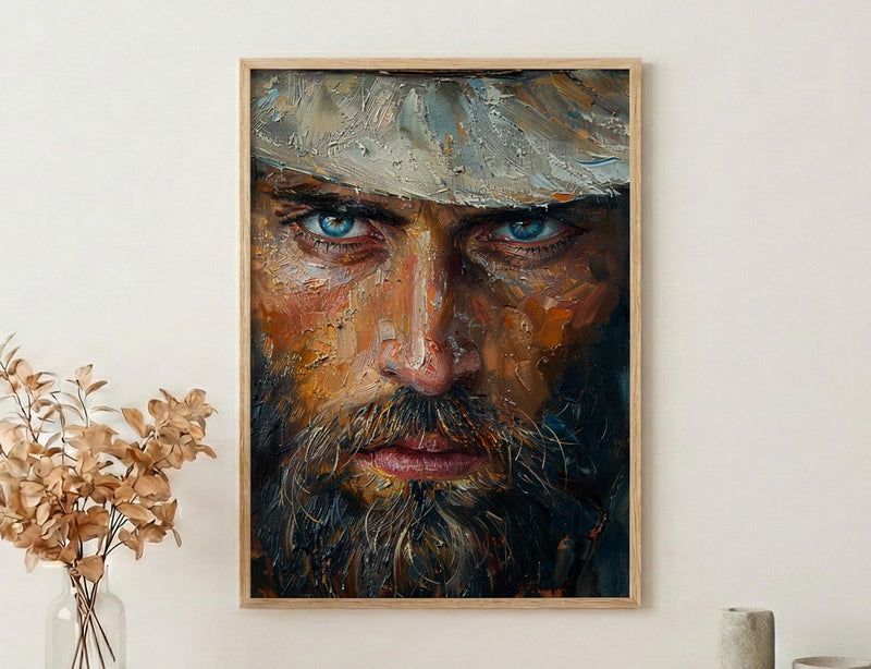 Colonial Scout Portrait Wall Art, Historic Americana Decor - Rugged Pioneer Print