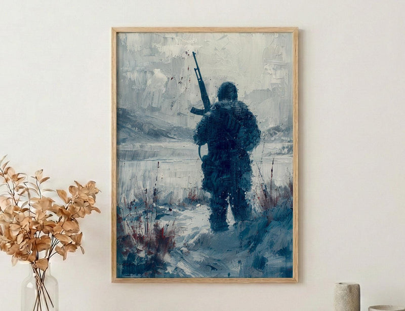 Valley Forge Soldier Wall Art, Historic Americana Decor - Winter Revolution Print