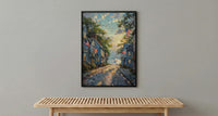 Americana Main Street Art Print, 4th of July Decor - Small Town Flag Poster