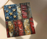 Weathered American Flag Wall Art, Rustic Patriotic Decor - Vintage Flag Print