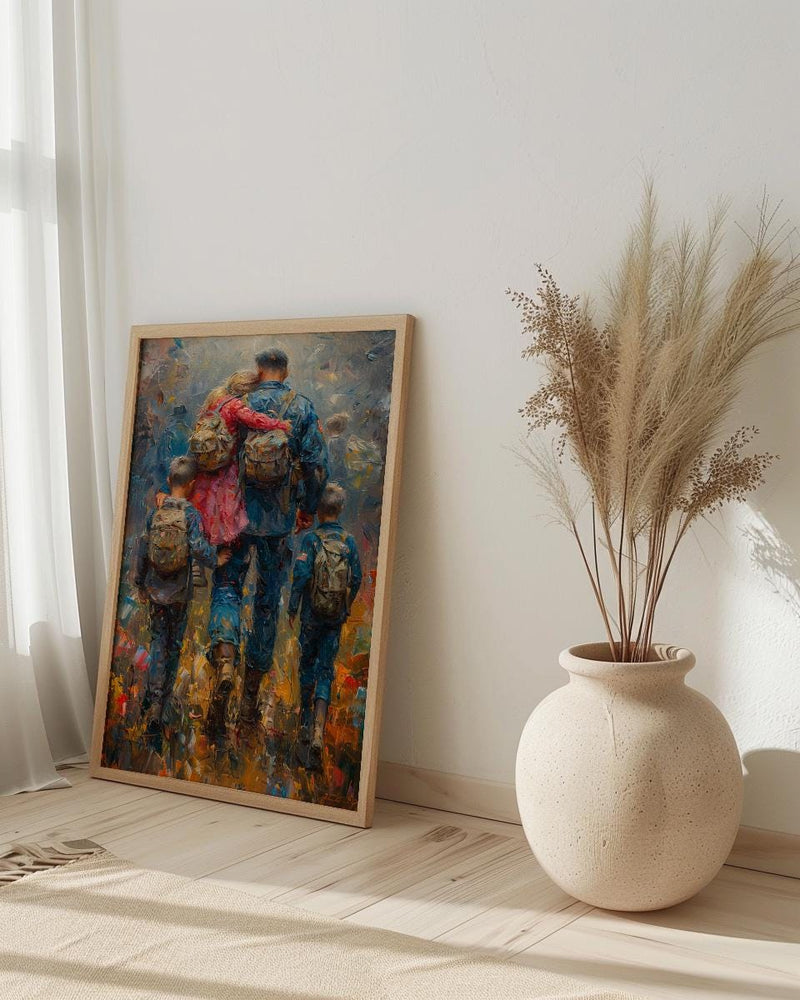 Veteran Father Poster, Military Family Decor - Patriotic Americana Art