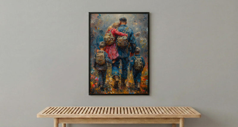 Veteran Father Poster, Military Family Decor - Patriotic Americana Art