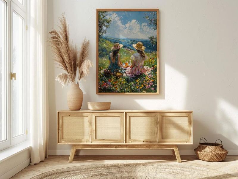 Americana Picnic Wall Art, Summer Family Decor - 4th of July Landscape Print