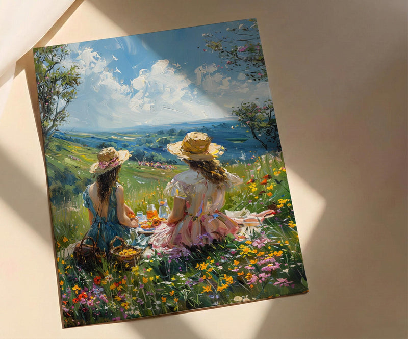 Americana Picnic Wall Art, Summer Family Decor - 4th of July Landscape Print