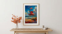 Lifeguard Stand Wall Art, Florida Beach Decor - Patriotic Ocean Print