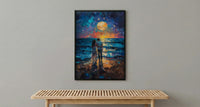 Ocean Fireworks Poster, Romantic Coastal Decor - 4th of July Beach Art