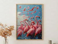 Pink Flamingo Wall Art, Turquoise Lake Decor - Coastal Africa Print