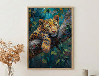 Leopard Wall Art, African Jungle Wall Decor - Golden Sunlight Landscape
