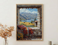 Peru Window Poster, Cusco Mountain Decor - Llama Andes Landscape
