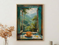 Darjeeling Window Art Print, Tea Garden Decor - Masala Chai Landscape