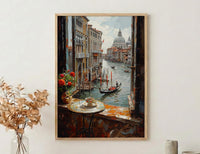 Venice Window Wall Art, Grand Canal Decor - Espresso Cup Mask Landscape