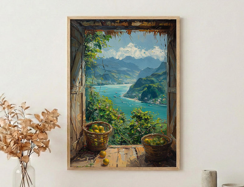Philippines Window Poster, Chocolate Hills Decor - Tropical Mango Art