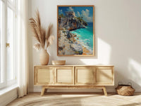 Tulum Ruins Poster, Mexico Beach Wall Decor - Mayan Stone Art