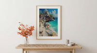 Tulum Ruins Poster, Mexico Beach Wall Decor - Mayan Stone Art