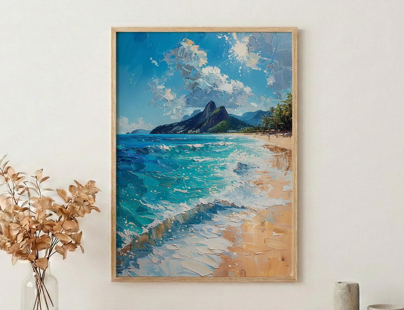 Copacabana Beach Art, Brazil Summer Decor - Rio Ocean Print