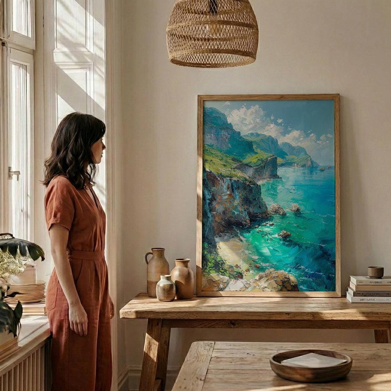 Fernando Noronha Art, Brazil Cliff Decor - Emerald Ocean