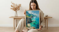 Fernando Noronha Art, Brazil Cliff Decor - Emerald Ocean