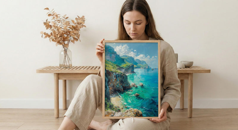 Fernando Noronha Art, Brazil Cliff Decor - Emerald Ocean